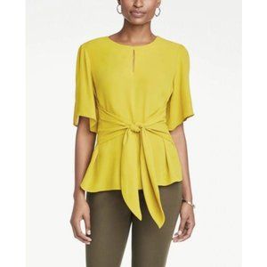 Ann Taylor Keyhole Tie Waist Top M